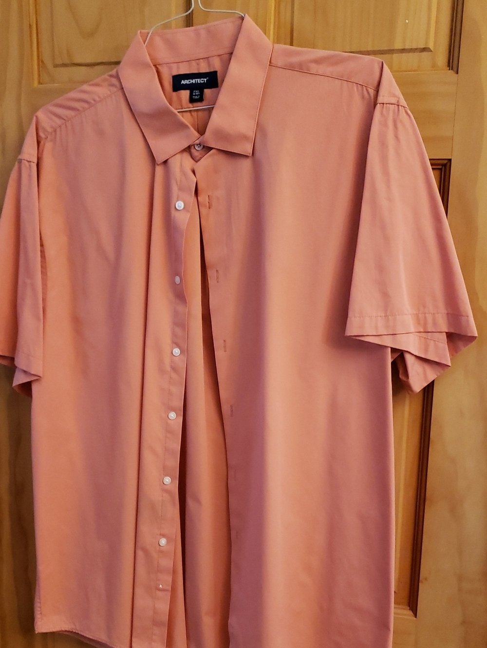 ARCHITECT Men's Coral-Peach Short-Sleeve Button-Down Shirt